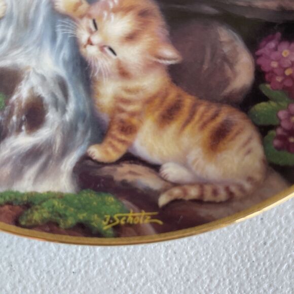 July - At The Little Waterfall Plate Cat Kitten By Jurgen Scholz Timeless Tails - Picture 3 of 9